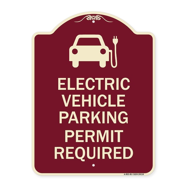 Signmission Electric Vehicle Parking Permit Required Heavy-Gauge Aluminum Sign, 24" x 18", BU-1824-24114 A-DES-BU-1824-24114 - main